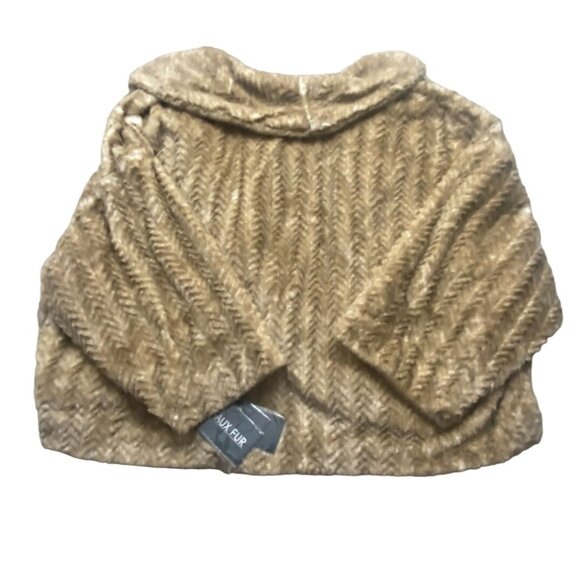 Adrienne Landau Womens Faux Fur Short Coat W/ Hook & Eye Closures-Tan-Sz 1X-NWT - Picture 9 of 10